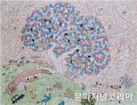 이왈종, 제주생활의 중도, 98x73cm, 실크스크린