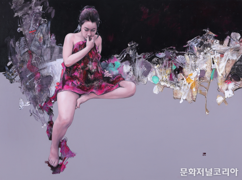 류영도, 구성-기다림, 130.3x97.0cm, Mixed media, 2021