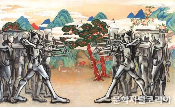 불사의 노래 1_코리아 랩소디, 장지에 분채, 125.5x203cm, 장지에 채색, 2020