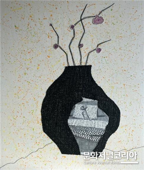 김소희 shadow of vase, 68x80cm, acrylic+실드로잉, 2021