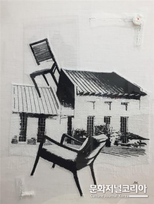 김소희 one day, 69x51.5cm, sewing drawing, 2019