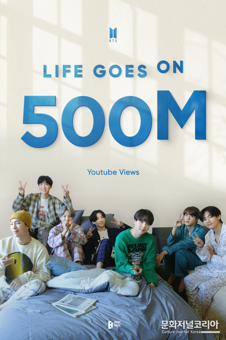 방탄소년단, '라이프 고즈 온(Life Goes On)' 5억뷰 이미지. . (사진 = 빅히트 뮤직 제공)