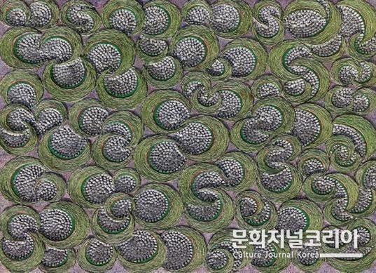 내가 찾은 꽃길 l 162x132cm, 한지 및 혼합재료,