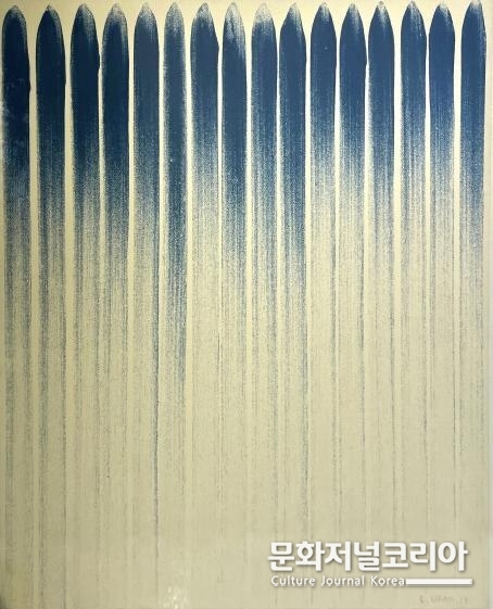 이우환, From Line No.790247 캔버스에 피그먼트 72.9×60.6cm 1979 ⓒ CHUNGDAM BEAUXARTS GALLERY 청담 보자르 갤러리