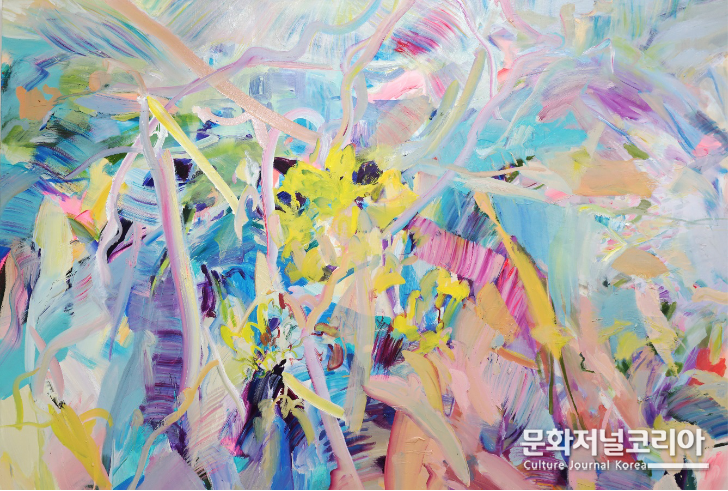 전은숙, 들여다본 풍경>, 2023, Oil on canvas, 89.4cmx130.3cm