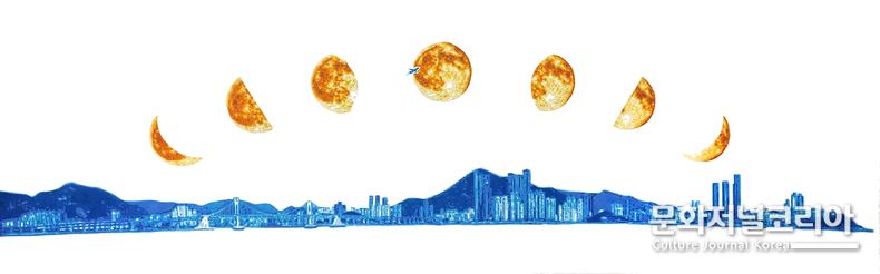 이지훈, TIMESLIP-bluehour(광안대교), 80 × 200cm, 한지에 채색, 2022