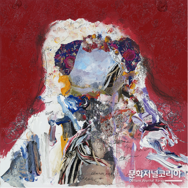 데이비드 킴 휘태커 / David Kim Whittaker Born In Mothers Wine, 2009 Oil, acrylic, china marker and collage on panel 30x30 cm (사진 제공=오페라갤러리)