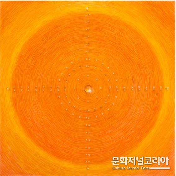 정연우 마음빛 I103_2311, 45.5 × 45.5cm, 장지에 채색 천연보석, 2023
