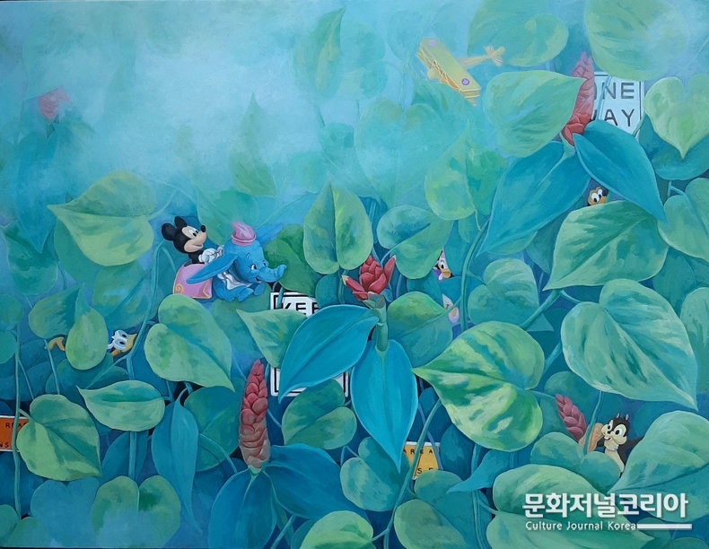 이현진, 숨겨진세상-MyToYLaND, acrylic on Koreanpaper, 40.9×53cm, 2023
