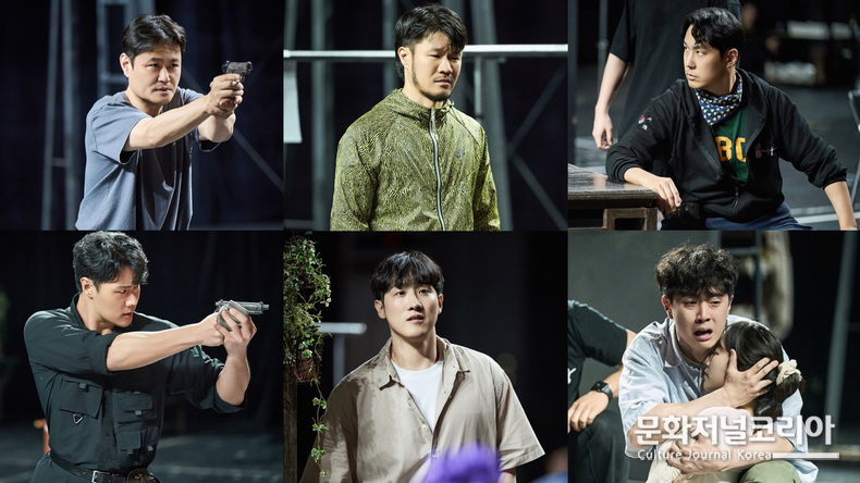 뮤지컬 <영웅> 연습실 스케치(좌측부터 우덕순 역 김진수, 육현욱, 조도선 역 조휘, 임정모, 유동하 역 김도현, 신은총) Ι 제공 :: 에이콤