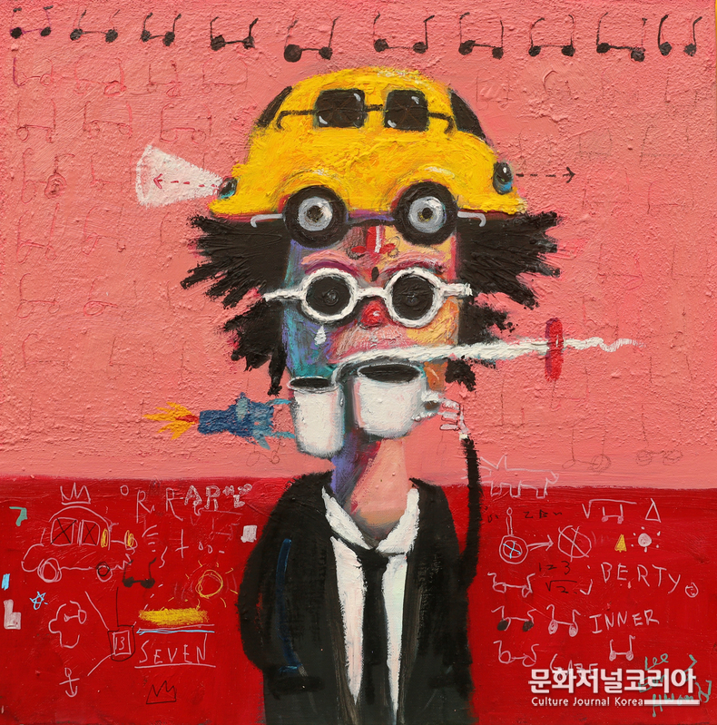 이은황_inner gaze-바스키아와 아인슈타인의 티타임_50x50cm_Oil on canvas_2025_300만원