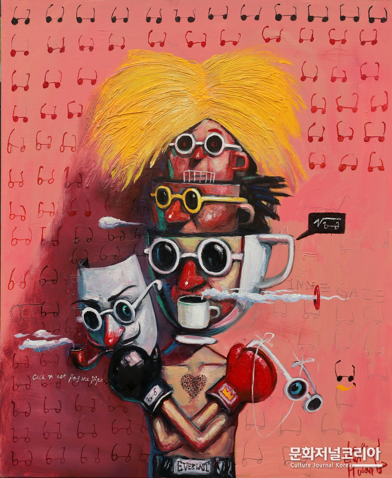 이은황_앤디워홀과 바스키아와 반고흐와 달리와 마그리트_72.7x60.6cm_Oil on canvas_2025_440만원