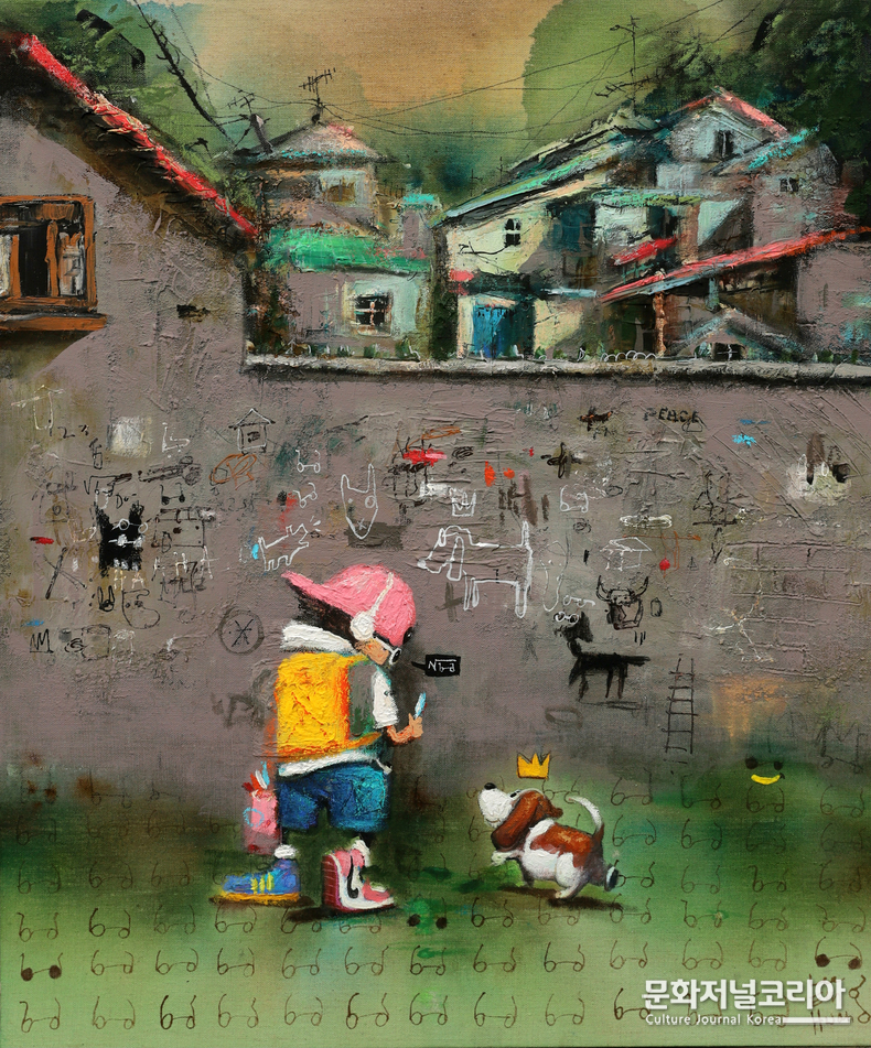 이은황_수고했어 오늘도-042R_72.7x60.6cm_mixed media on linen_2025_440만원