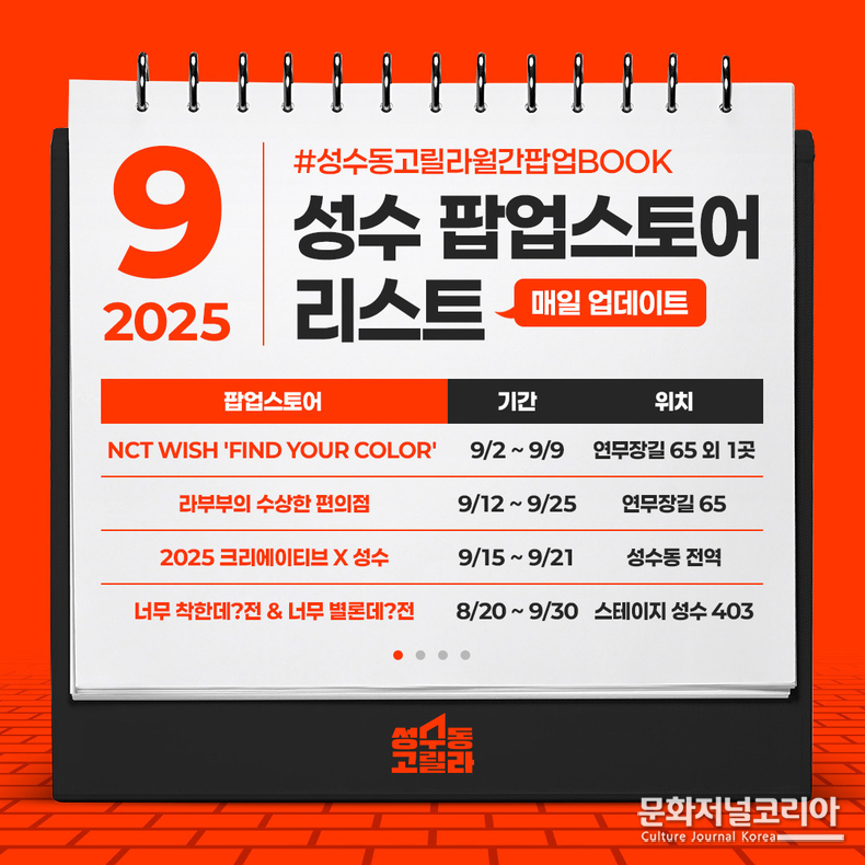 이미지_성수동고릴라, 9월 성수 팝업스토어 리스트 공개