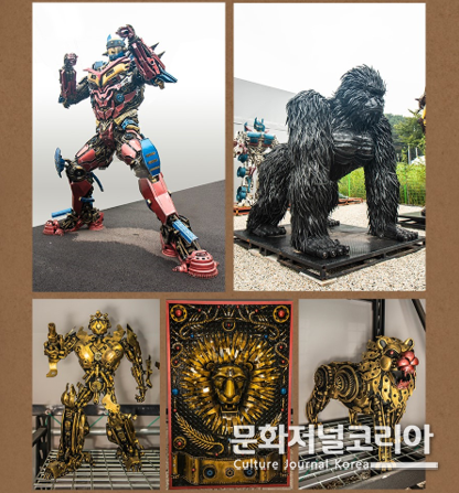 사진설명= 폐자동차, 폐타이어, 폐산업재로 만든 정크아트 에릭송 작품